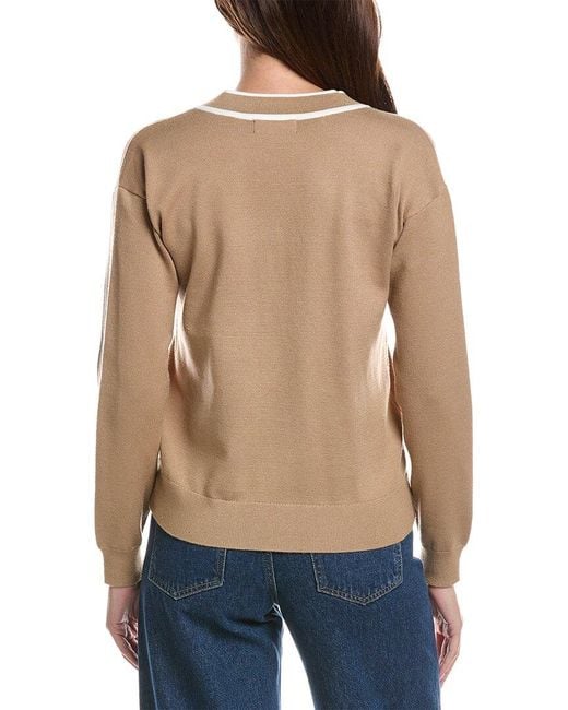 Karl Lagerfeld Natural V-Neck Logo Top