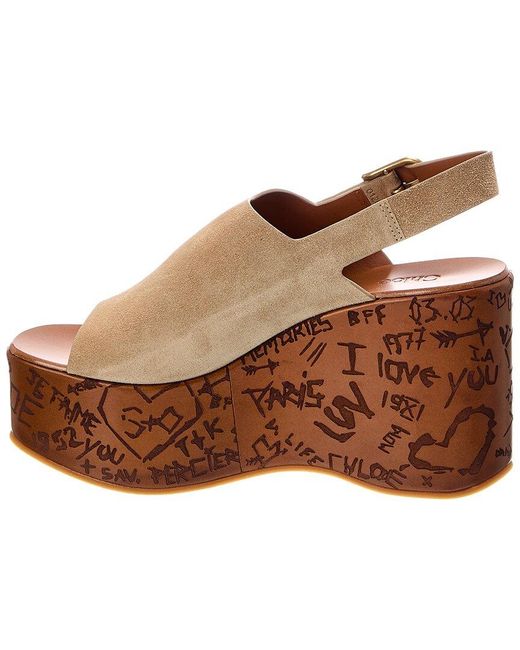 Chloé Brown Maxime Suede Wedge Sandal