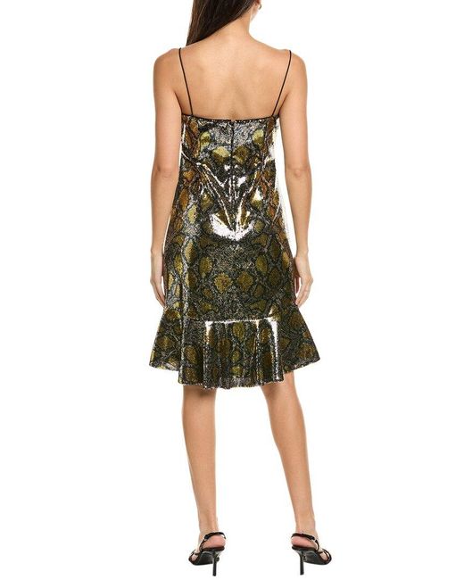 Kobi Halperin Green Halo Sequin Snake Mini Dress