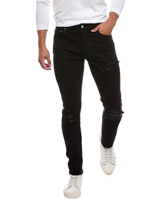 Amiri Black Leather-Trim Skinny Jean for men