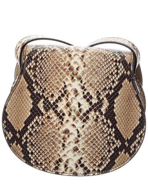 Chloé Brown Marcie Small Snake-Embossed Leather Saddle Bag