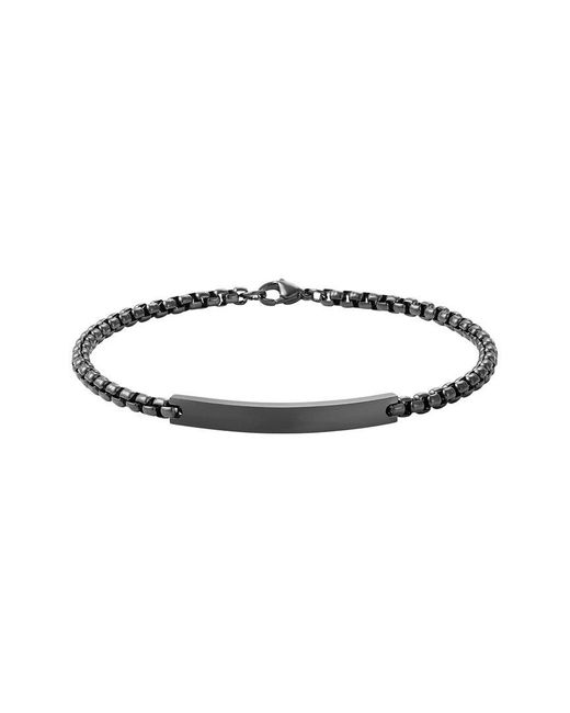 Adornia White Plated Stainless Steel Tarnish-Resistant Blackened Id Bracelet for men