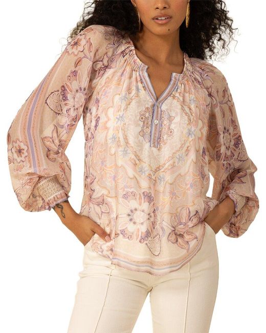 Hale Bob Natural Michaela Silk-Blend Blouse