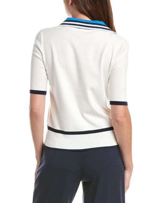 Tahari White Knit Cardigan Sweater