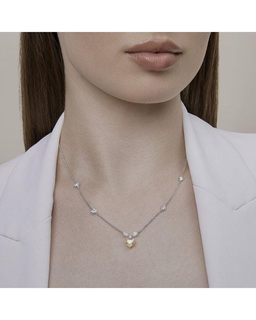 Lab Grown Diamonds White 18K Vermeil 2.95 Ct. Tw. Lab-Grown Diamond & Gemstone Station Necklace