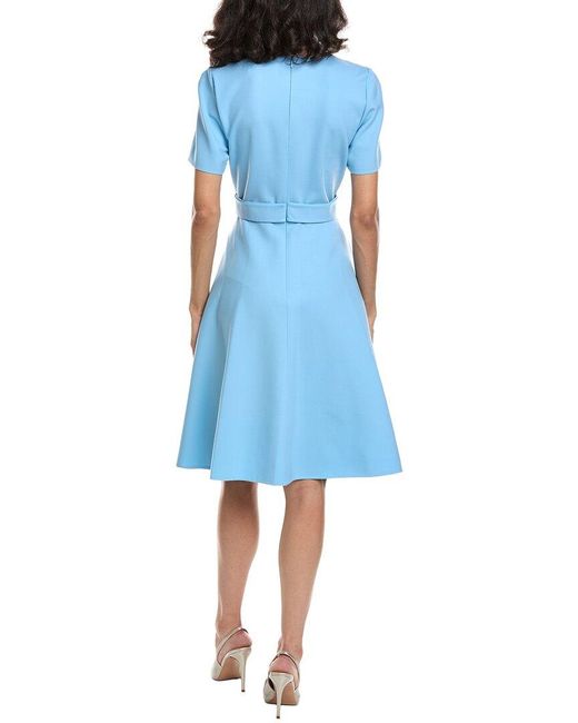 Oscar de la Renta Blue Wool-Blend Midi Dress
