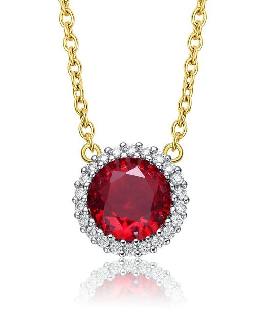 Genevive Jewelry Red 14k Over Silver Cz Necklace