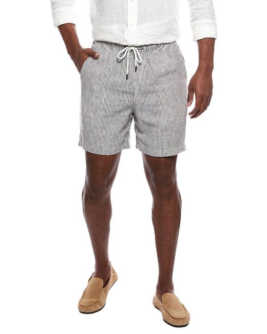 Onia Gray Classic Stripe Linen-Blend Short for men