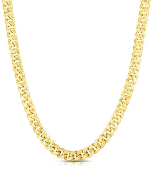 Italian Silver Metallic 14k Over Miami Cuban Chain Necklace for men