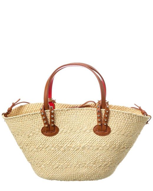 Christian Louboutin Metallic Cabata Mini Raffia & Leather Basket Tote