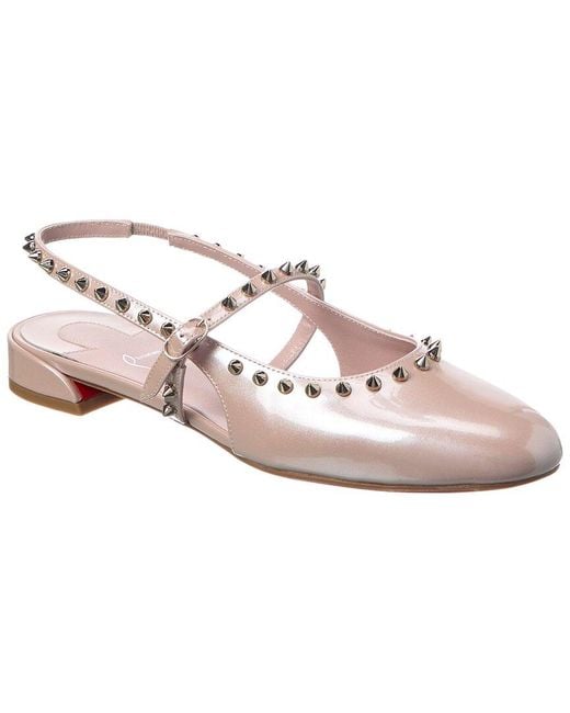 Christian Louboutin Sweet Janispikes Patent Slingback Flat in Pink