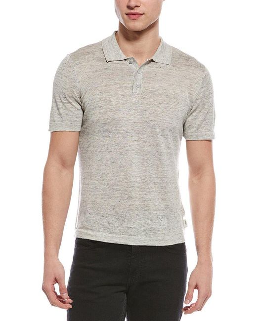 Onia Gray Linen Polo Sweater for men