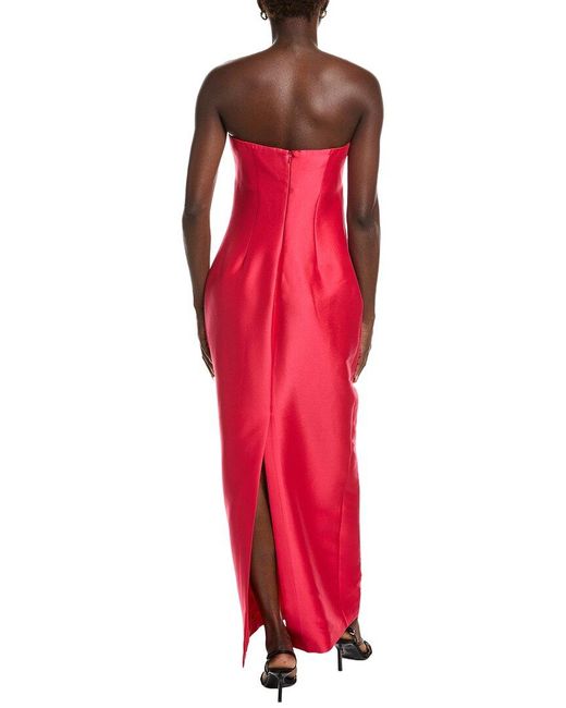 Badgley Mischka Red Fold Top Strapless Gown