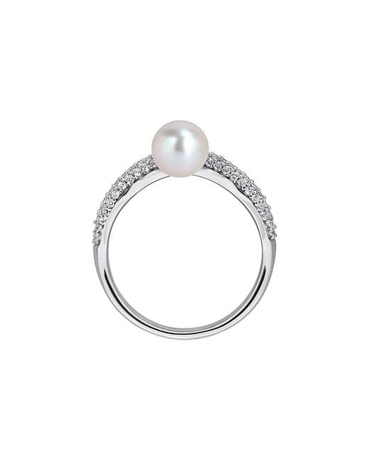 Rina Limor White 0.39 Ct. Tw. Gemstone & 6-6.5Mm Pearl Ring
