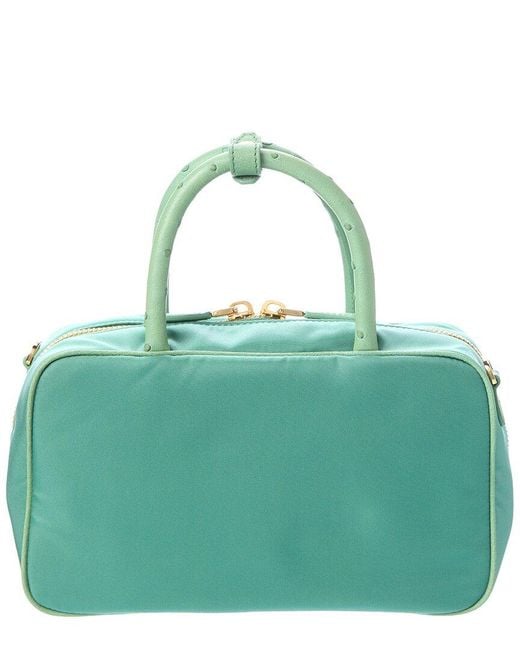 Prada Green Mini Tessuto & Ostrich Shoulder Bag
