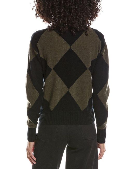 Brodie Cashmere Black Avery Argyle Crewneck Cashmere Sweater