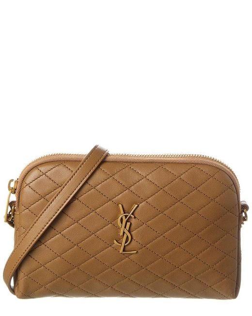 Saint Laurent Brown Gaby Zipped Quilted Leather Crossbody