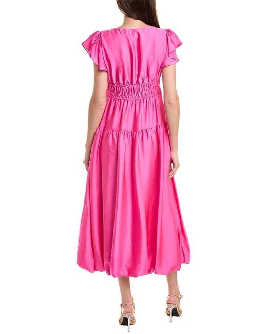 Taylor Pink Satin Midi Dress