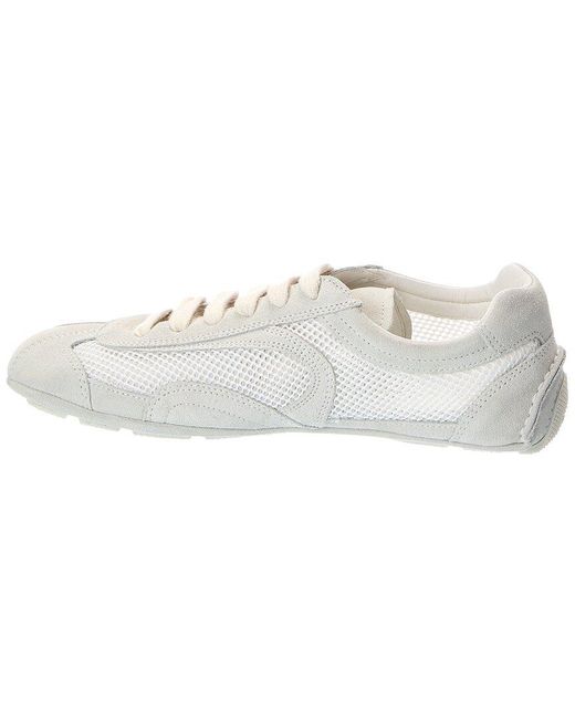 Prada White Montecarlo Suede & Mesh Sneaker