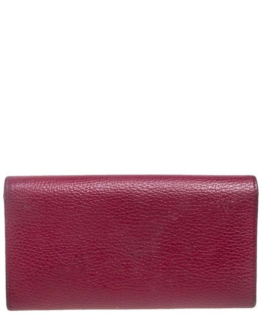 Gucci Purple Burgundy Leather Swing Continental Wallet (Authentic Pre-Owned)
