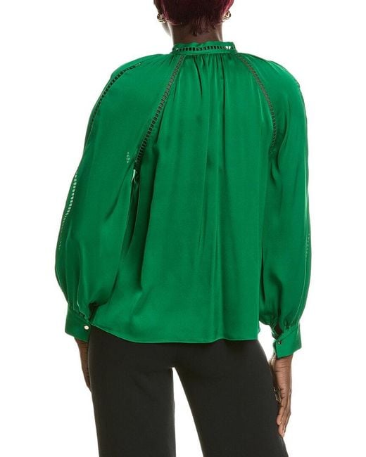 Tahari Green The Angie Silk-Blend Blouse