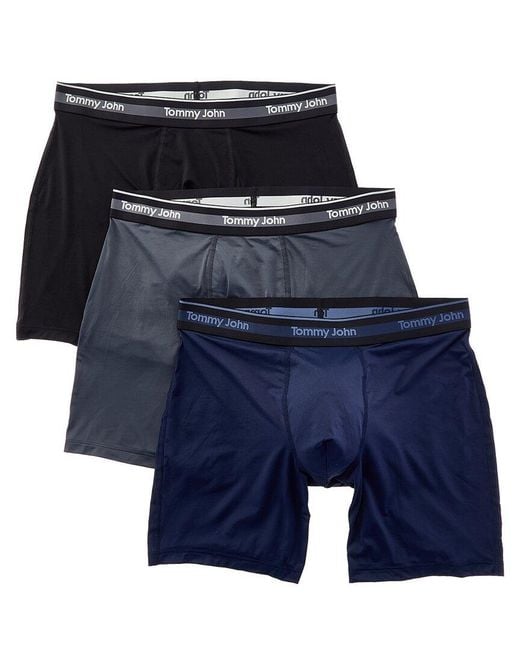 Tommy John Blue 3Pk Comfort Micro 6 Boxer Brief for men