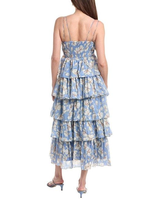 En Saison Blue Maryam Pleated Maxi Dress