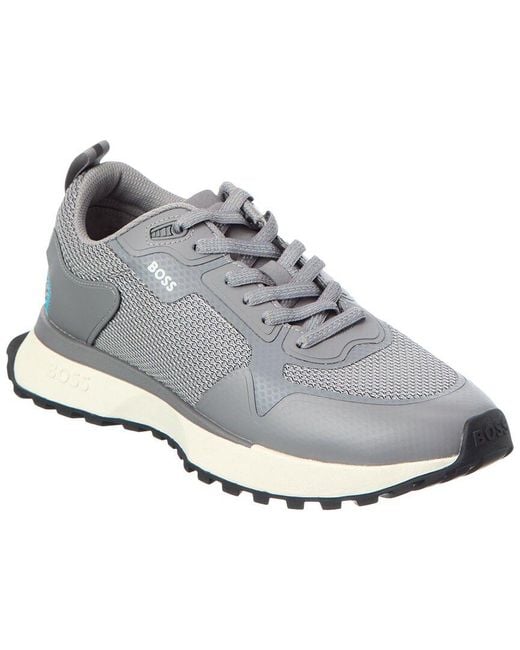 Boss Gray Jonah Leather Running Sneaker for men