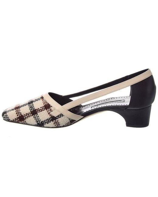 Manolo Blahnik Metallic Varro 40 Wool & Leather Pump