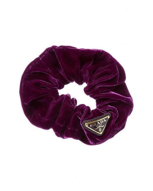 Prada Purple Logo Velvet Scrunchie