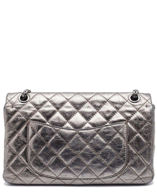 Chanel Gray Metallic Quilted Leather Reissue 2.55 Classic 226 Flap Bag (Authentic Pre-Owned)