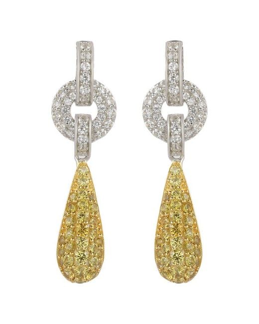 Suzy Levian White 0.02 Ct. Tw. Diamond & Sapphire Drop Earrings