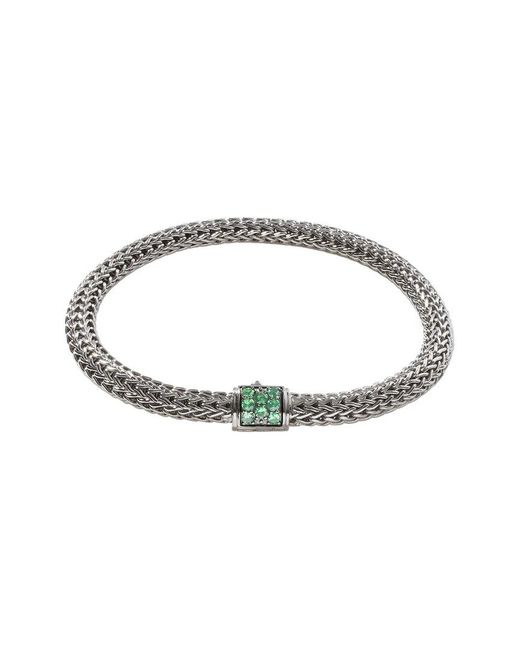John Hardy Metallic Icon Tsavorite Woven Bracelet