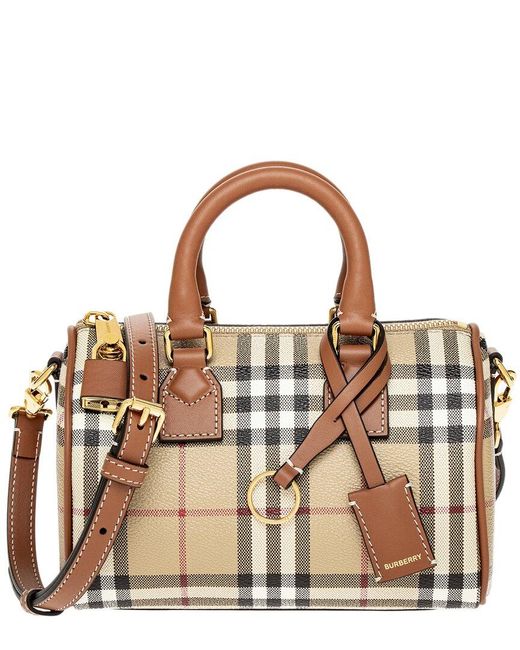 Burberry Canvas & Leather Mini Bowling Bag in Brown | Lyst