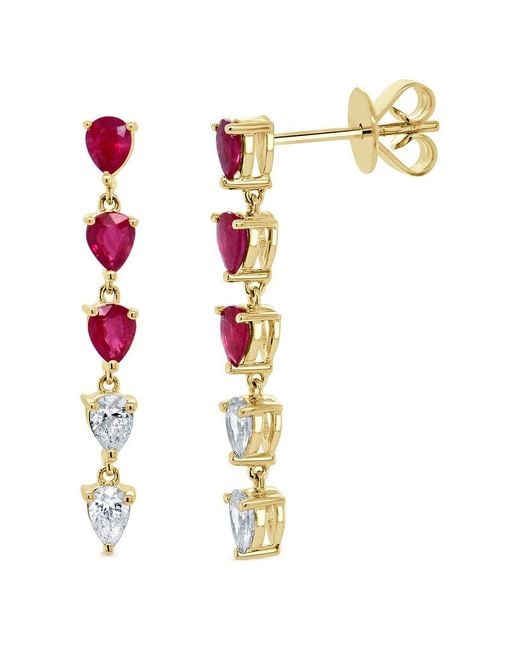 Sabrina Designs Multicolor 14K 1.48 Ct. Tw. Diamond & Ruby Drop Earrings