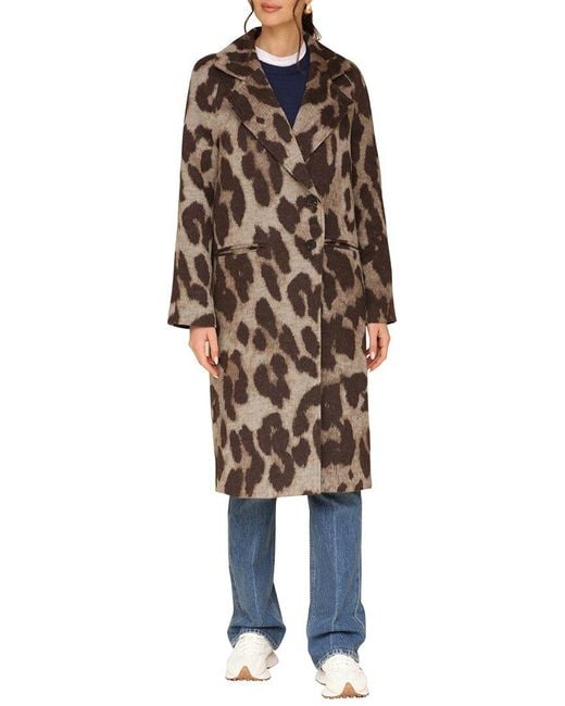 Avec Les Filles Natural Leopard Print Relaxed Walker Coat