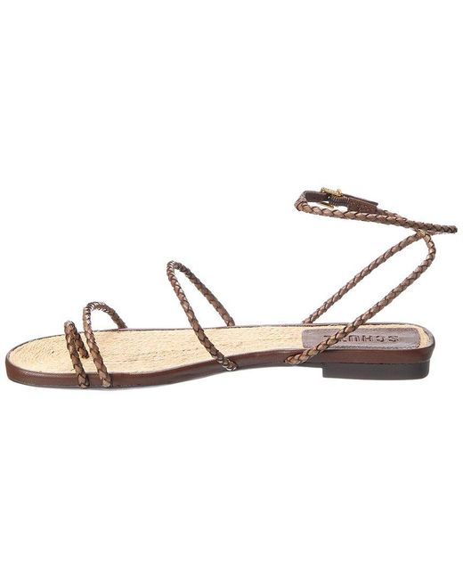SCHUTZ SHOES Metallic Kaya Leather Flat Sandal
