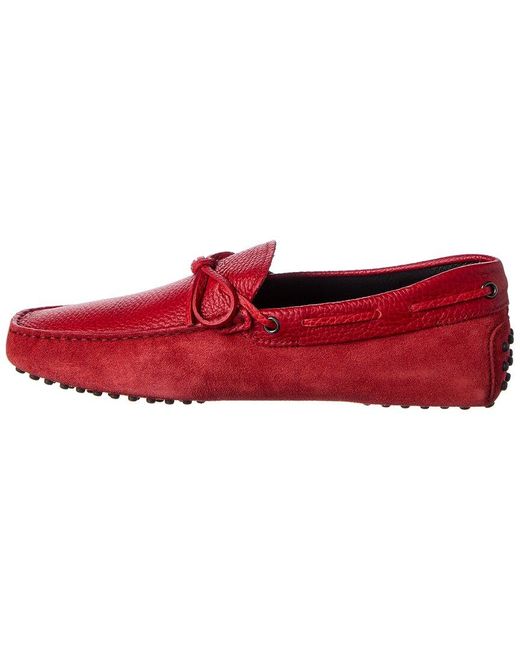 Tod's Red X Ferrari New Gommini Suede & Leather Loafer for men