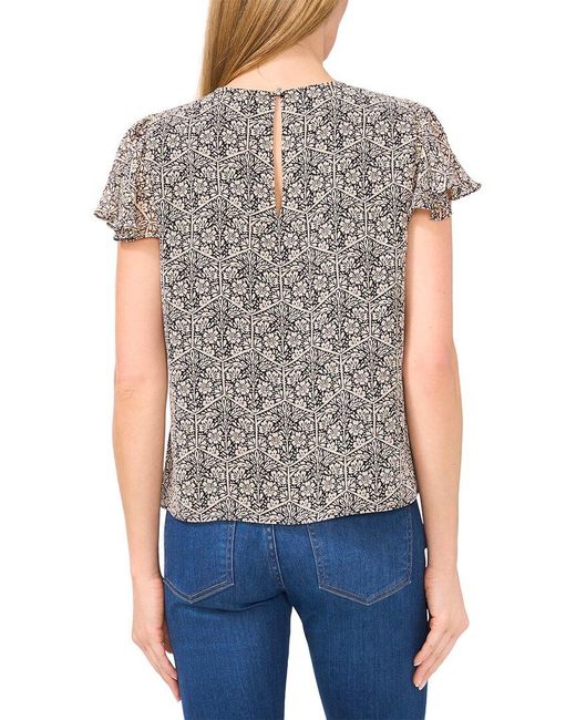 Cece Gray Short Flutter Sleeve Top