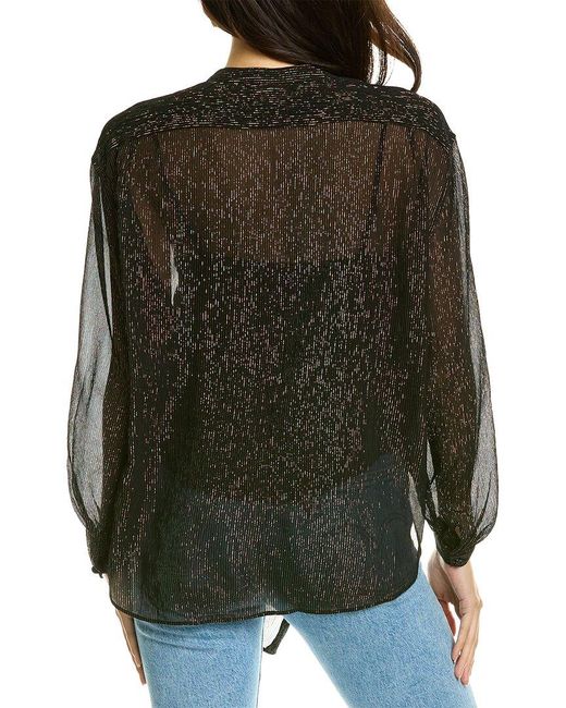 The Kooples Black Metallic Silk-Blend Shirt