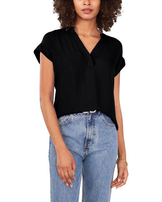 Vince Camuto Black V-Neck Top