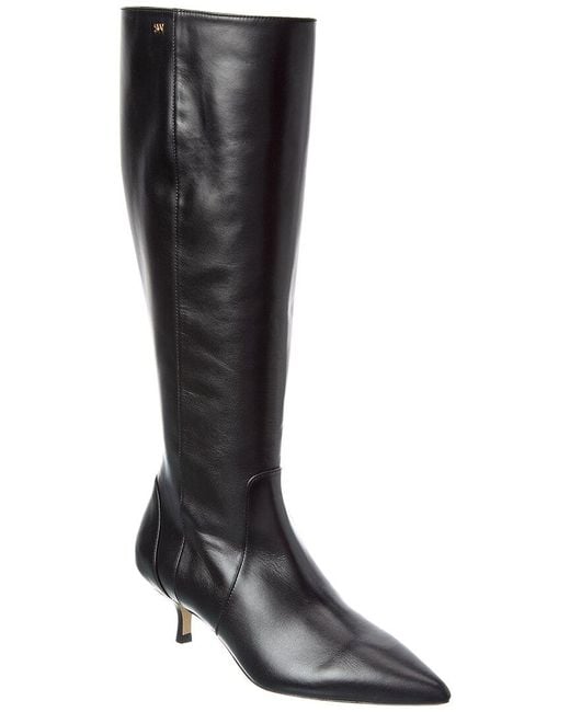 Stuart Weitzman Black Mara 50 Zip Leather Knee-High Boot