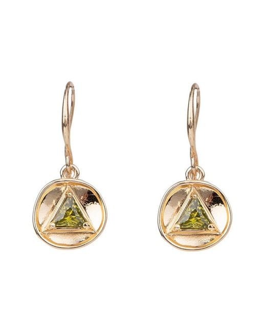 Saachi Metallic Cz Triangle Charm Earrings
