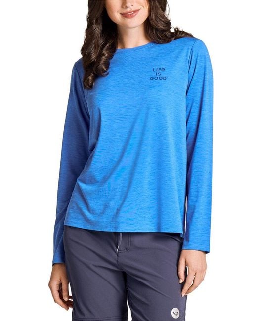 Life Is Good. Blue Long Sleeve Sun Crusher T-Shirt