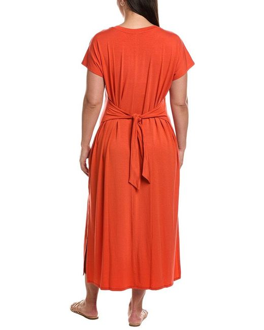 Eileen Fisher Red Crewneck Maxi Dress