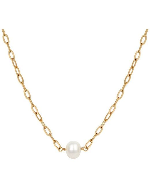 Karma and Luck Metallic Plated 8 Mm Pearl Beaded Necklace