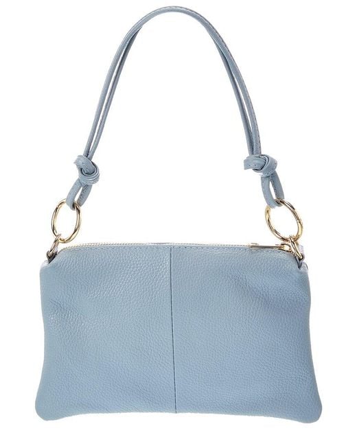 Italian Leather Blue Elin Leather Top Handle Bag