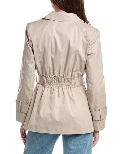 Sam Edelman Natural Double-Breasted Short Trench Coat