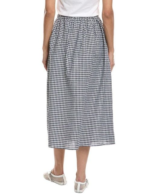 REVERIEE Gray Linen-blend Midi Skirt