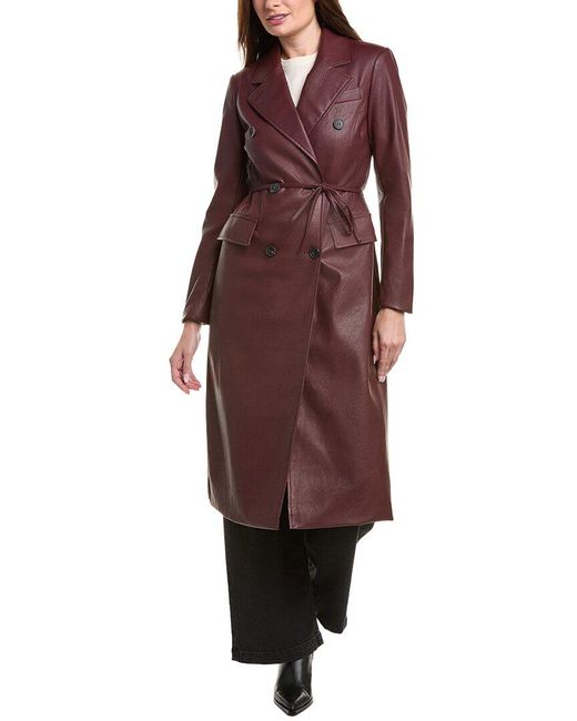 Avec Les Filles Red Faux Leather Trench Coat